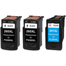 Replacement Canon PG-260 XL and CL-261 XL 3-pack ink cartridges