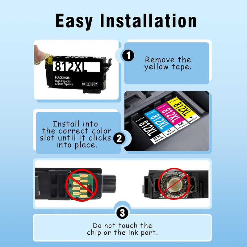 Remanufactured Ink Cartridge T812XL For Epson WorkForce Pro WF-7820/7840, EC-C7000