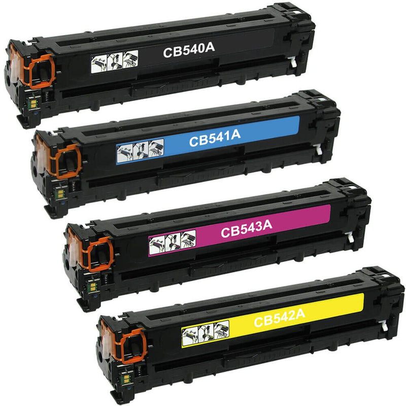Replacement HP 125A Toner Cartridges: CB540A CB541A CB542A CB543A