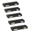 Ready Toner Replacement Ricoh Aficio SP C320DN/ C311N/ C231N/ C232DN/ C242DN/C242SF Toner Bundle 5-Pack BKBKCMY